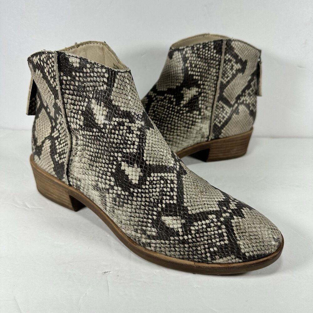 Dolce Vita Tavin Snakeskin Ankle Boots Women's Size 10M Gray Python Print Zip